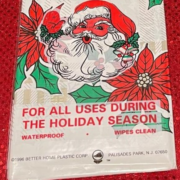 BETTER HOME CHRISTMAS 52" X 90" TABLECLOTH ~ WIPES CLEAN WATERPROOF PLASTIC - Picture 5 of 5